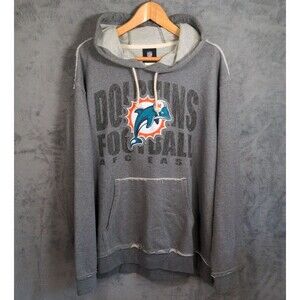 Miami Dolphins Hoodie Mens XL Throwback Logo Gray Pullover NFL Team Apparel